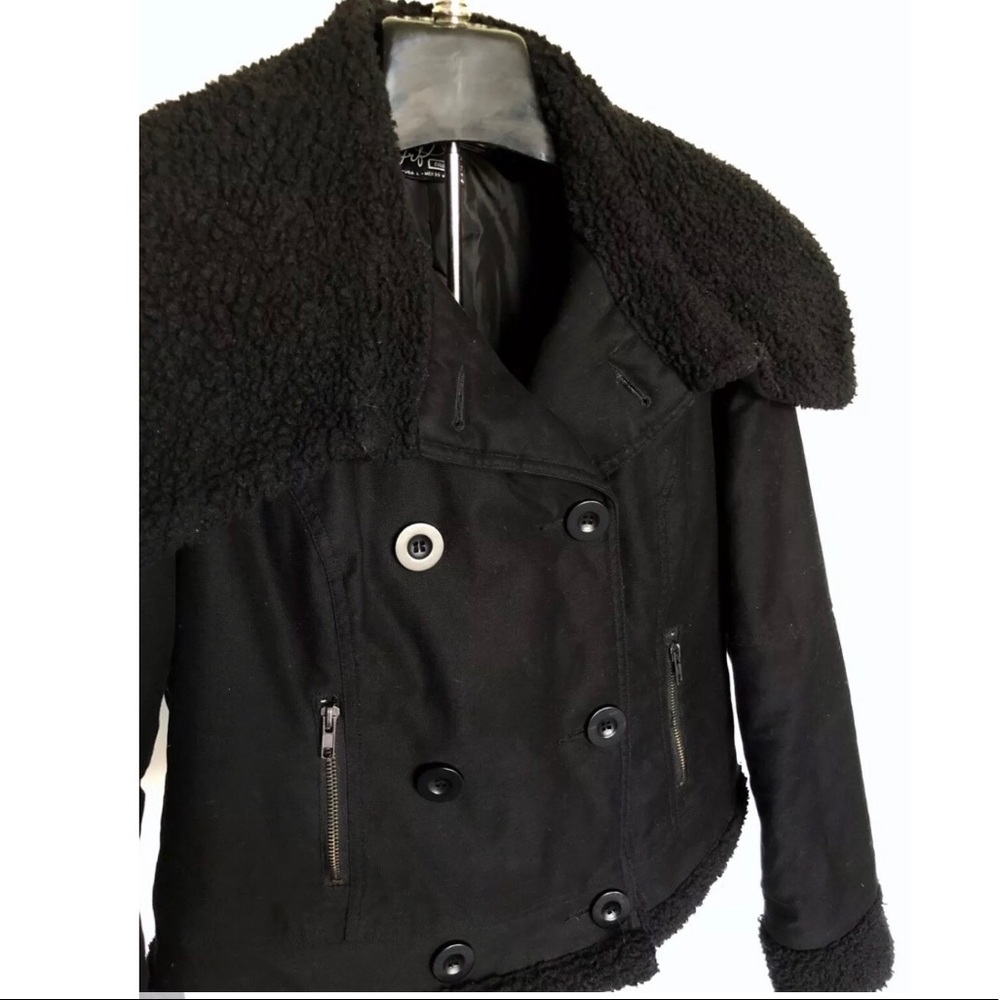 ZARA TRF Large Collar Jacket Coat Black Juniors